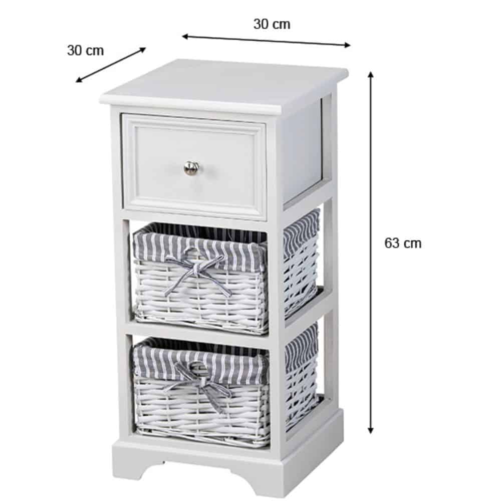 Chester 1 Drawer 2 Basket Storage Unit Grey