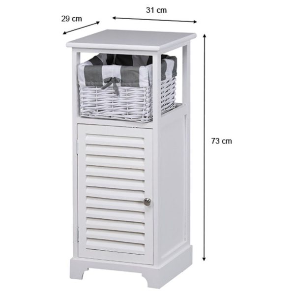 Boston 1 Door 1 Basket Storage Cabinet White