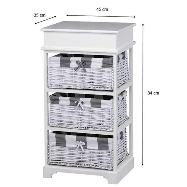 Boston 3 Basket Storage Unit White