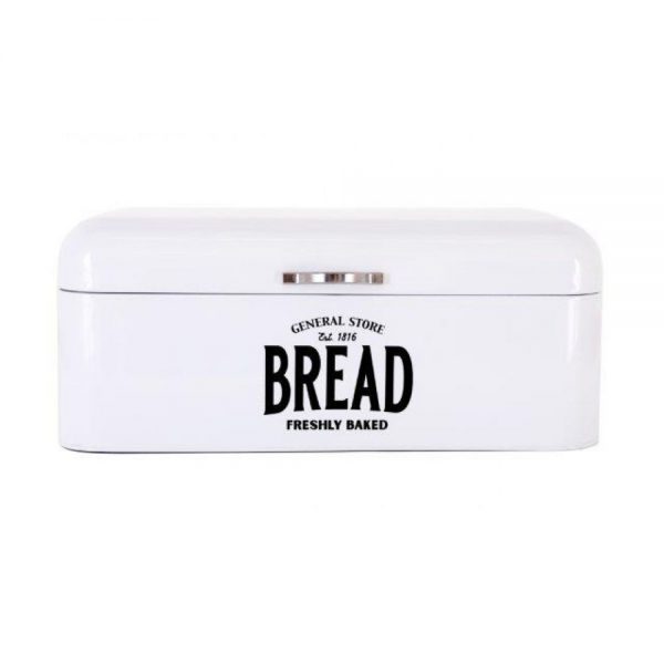 White Enamelled Bread Bin 42 x 23cm