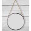 Large Round Silver Metal Mirror on Rope 58cm