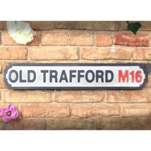 Old Trafford M16 Street Sign Crackle Finish