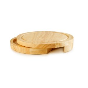Ibili Wooden Round Cheese Board with 4 Knives