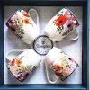 4 Slaneyside Red and Orange Floral Bone China Mugs