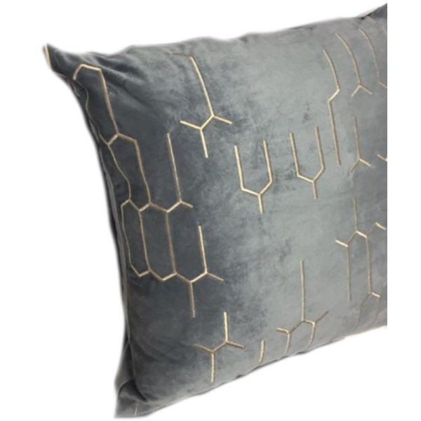 Grey with Gold Honeycomb Design Cushion Cover