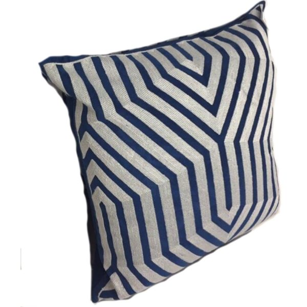 Navy and Grey Geometric Pattern Cushion Cover