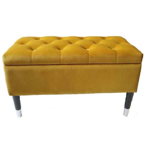 Mustard Storage Bench Velvet