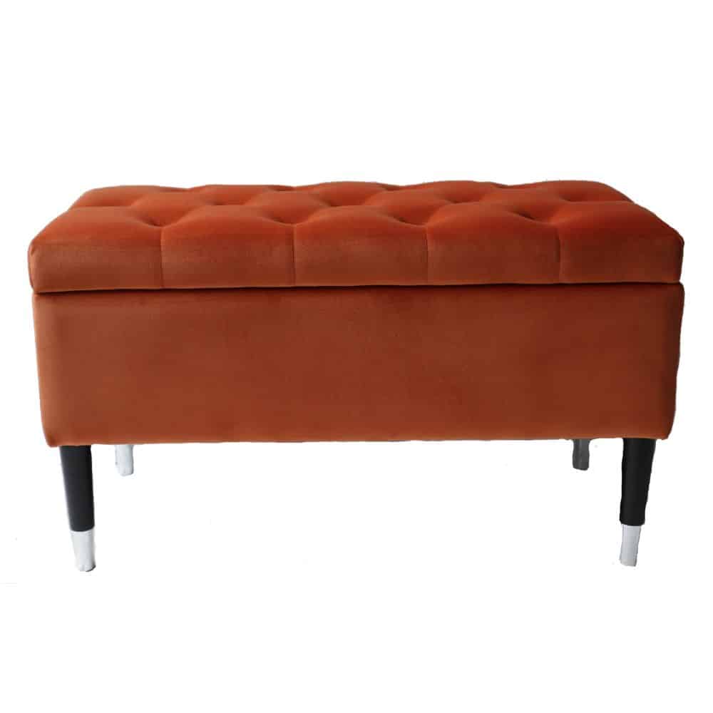 Burnt orange storage bench deals