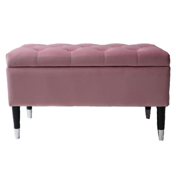 Pink Storage Bench Velvet