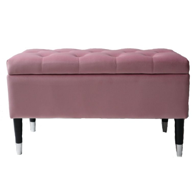 Pink Storage Bench Velvet L80xH43.5xD40cm Allens