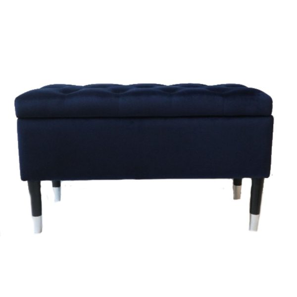 Navy Storage Bench Velvet