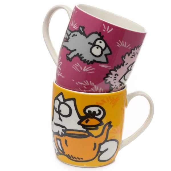 Simon Cat Set of 2 Porcelain Mugs