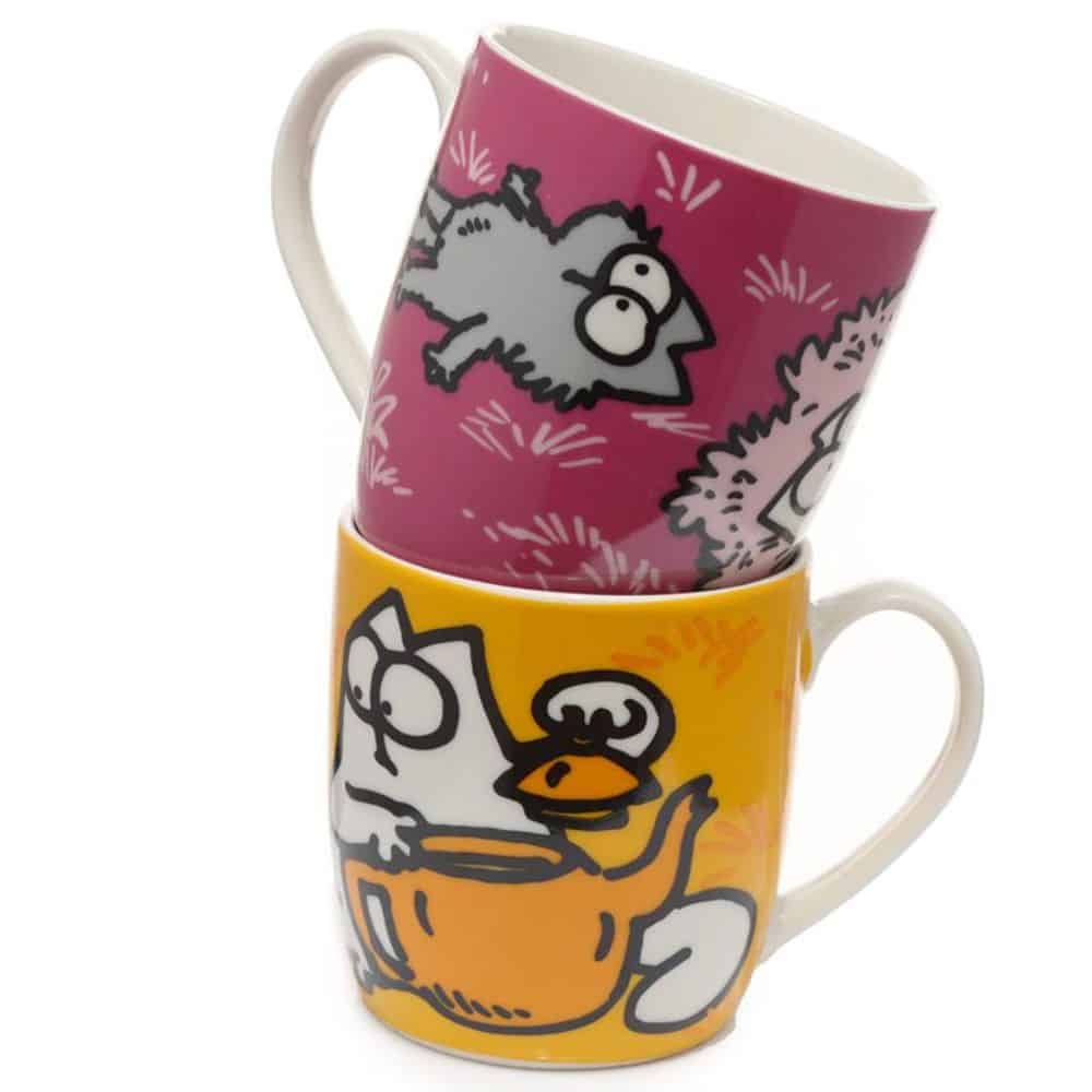 Simon Cat Set of 2 Porcelain Mugs