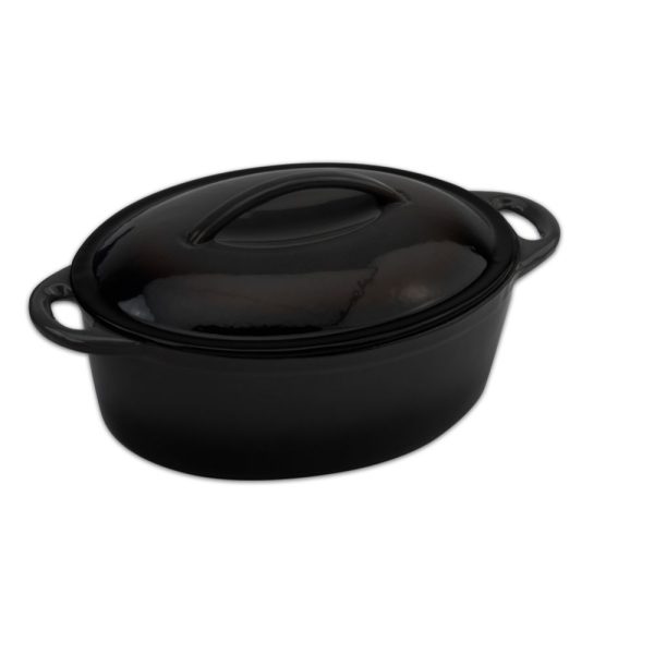 Grunwerg Black Oval Casserole Dish and Cover 27cm