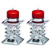 Ziggy Pillar Candle Holder Pair with Red Candles