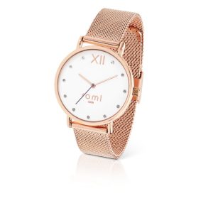 Romi Watch White Face With Diamond Mesh Strap