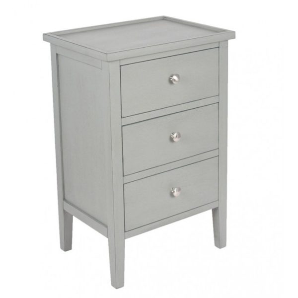 Chelmsford Grey Pine Wood 3 Drawer Bedside Unit