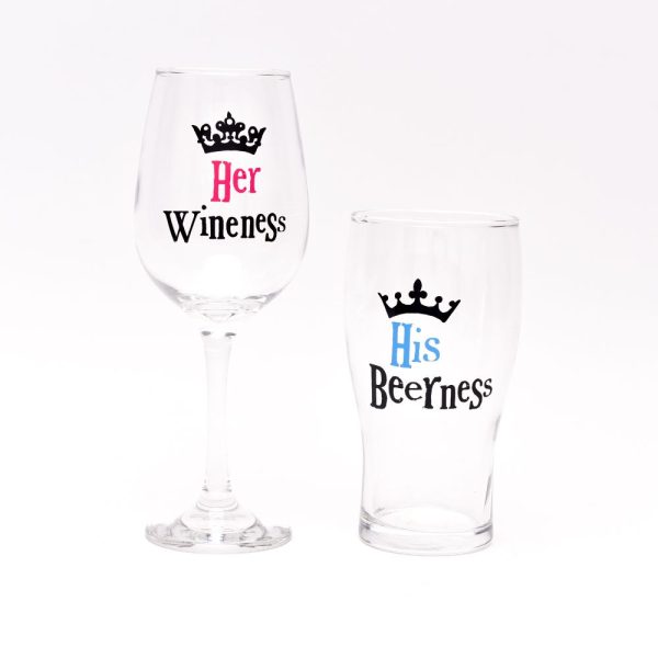 Her Wineness and His Beerness Wine and Pint Set