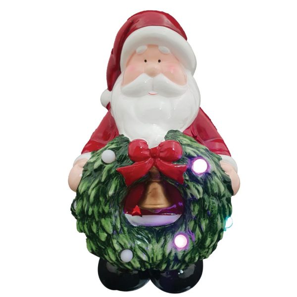 Santa with LED Wreath 17x15x29cm