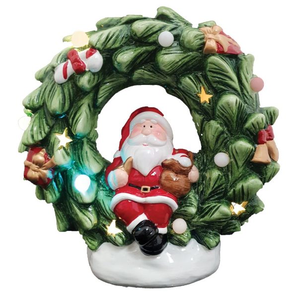 Santa in Wreath LED 24x10x24cm