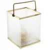 Square Ribbed Glass Tea LIght Holder 11x9cm