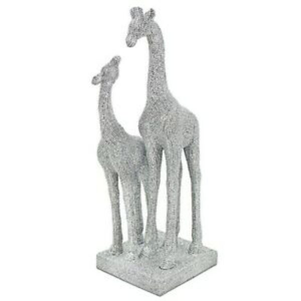 Silver Art Giraffe and Baby