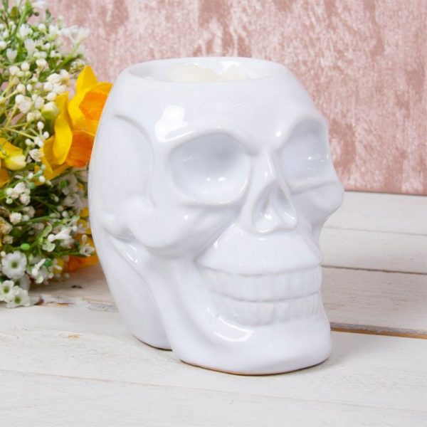 Oil Warmer Skull White