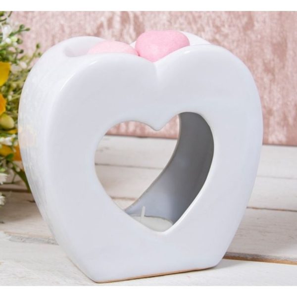 Oil Warmer Heart White