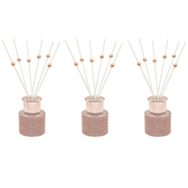 Set of 3 50ml Rose Gold Diamante Diffuser