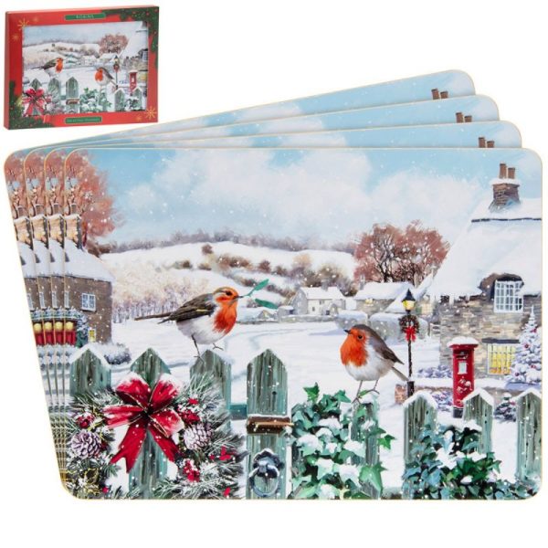 Christmas Robin Set of 4 Placemats