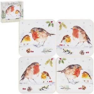 Winter Robins Set of 4 Coasters