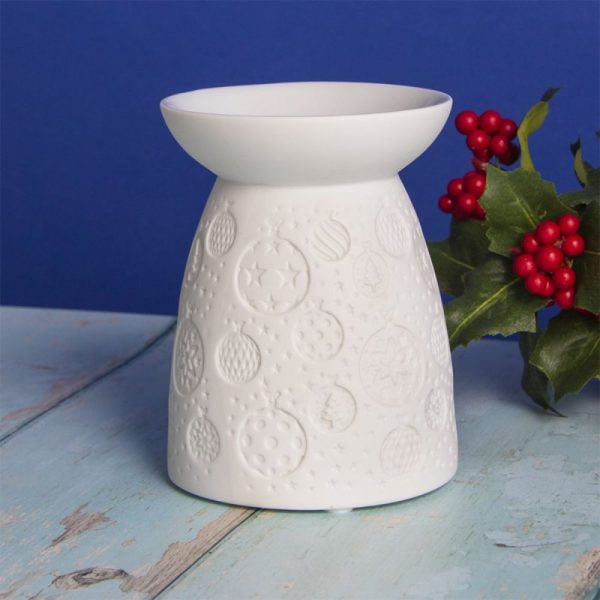 White Bauble Embossed Oil Burner