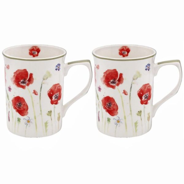 Poppy Field China Mugs Set of 2