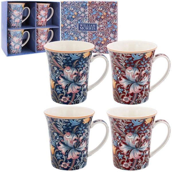 Golden Lily China Mugs Set of 4