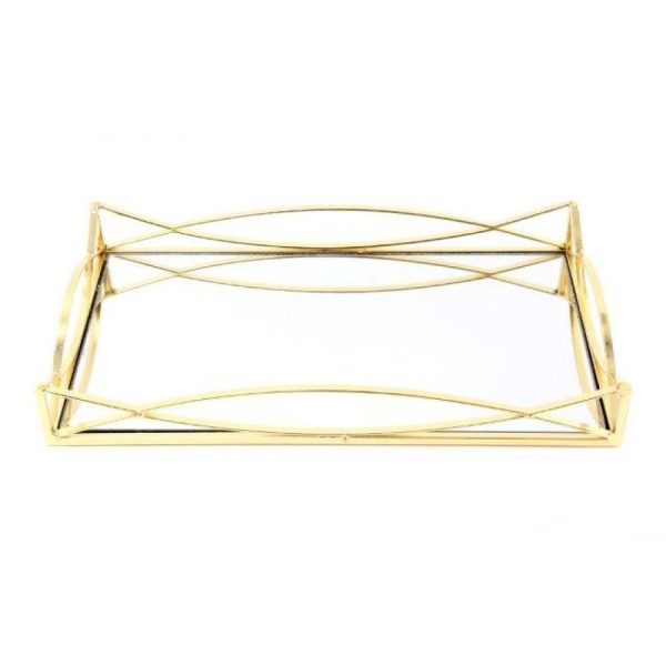 Rectangle Mirrored Gold Tray 35x20x5cm
