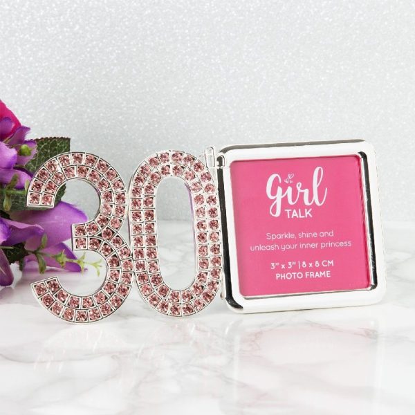 Girl Talk Pink Crystal 30th Birthday Photo Frame