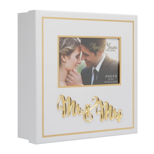 White and Gold Keepsake Box Mr and Mrs