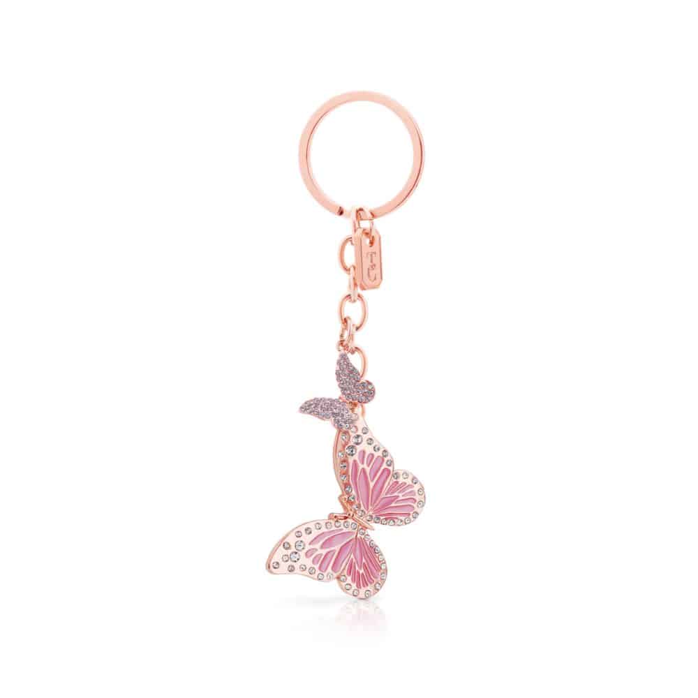 Tipperary Crystal Pink Butterfly Keyring - Allens