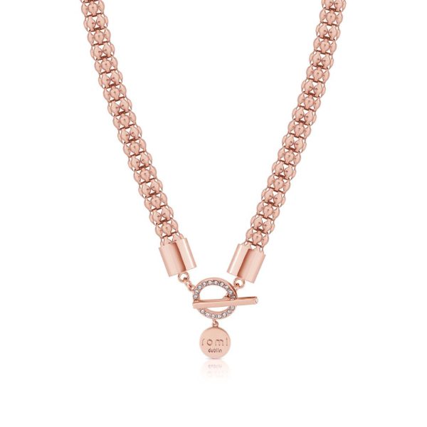 Romi Rose Gold Popcorn Chain Bar Necklace