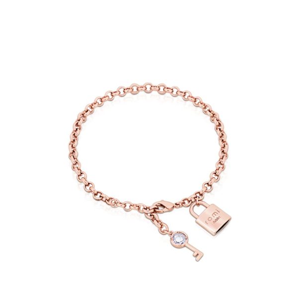 Romi Rose Gold Padlock Round Chain Bracelet