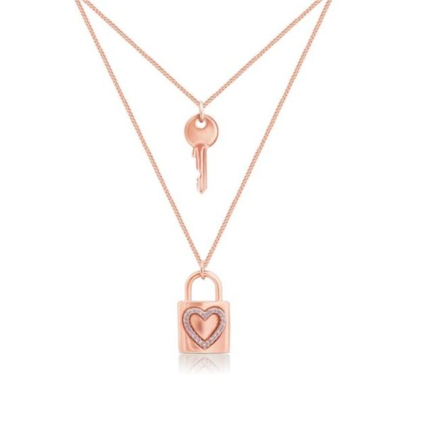 Romi Rose Gold Padlock and Key Double Pendant