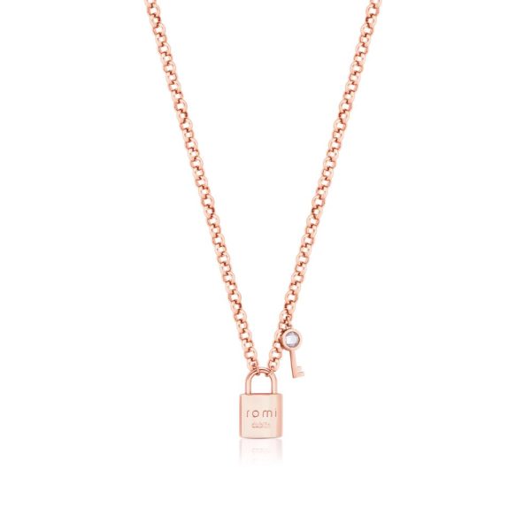 Romi Rose Gold Padlock Circle Chain Pendant