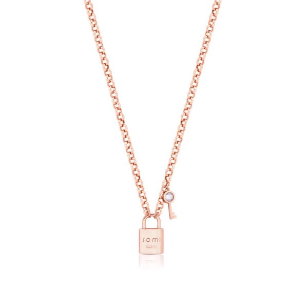 Romi Rose Gold Padlock Circle Chain Pendant