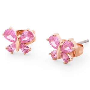 Tipperary Crystal Butterfly Stud Earrings Pink