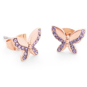 Tipperary Crystal Butterfly Stud Earrings Purple
