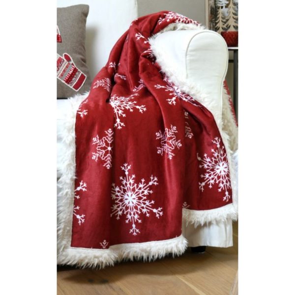 Christmas Throw Red With Snow 130X150cm