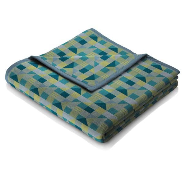 Biederlack Abstract Check Green Cotton Blanket