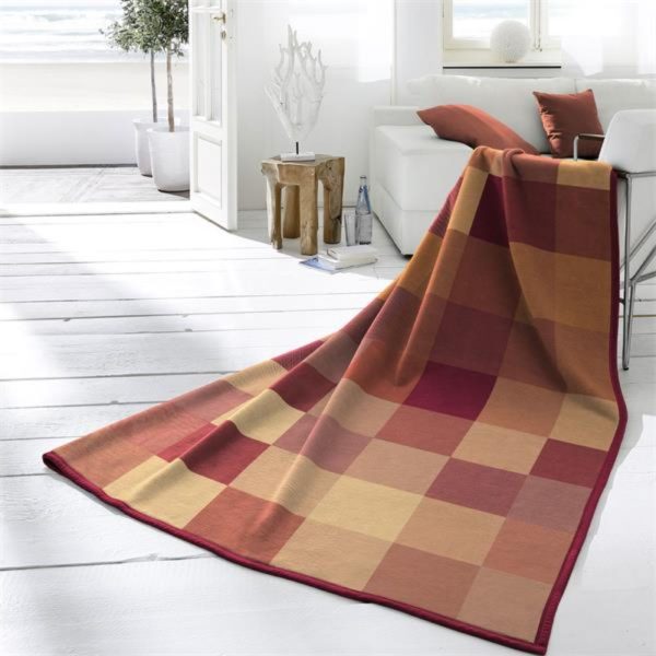 Biederlack Blanket Cotton Check Terra