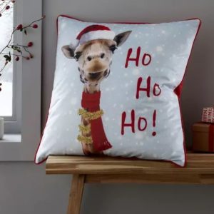 Ho Ho Ho Christmas Giraffe Filled Cushion