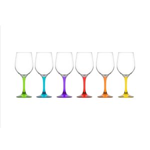 Jewel Set of 6 Multicoloured Wine Glasses